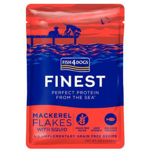 Fish4Dogs mackerel with squid flakes 100g pouch