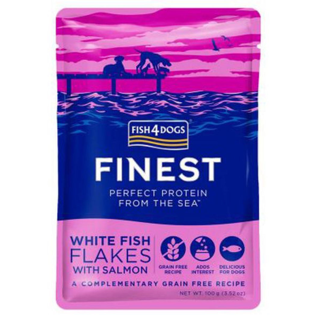 Fish4Dogs whitefish flakes with salmon 100g pouch